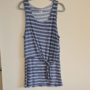 Lucky Brand Navy and White Striped Tank Top